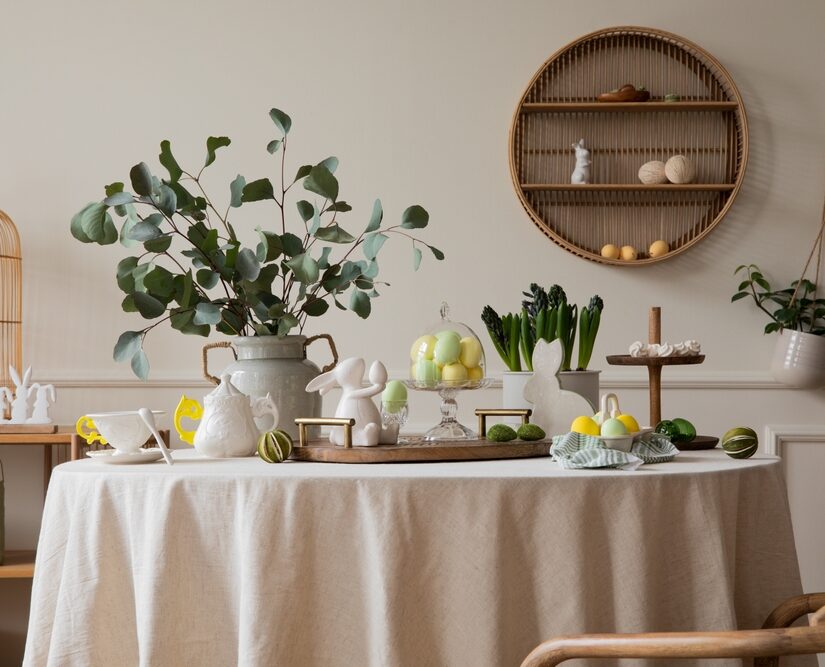 Warm,And,Spring,Dining,Room,Interior,With,Easter,Accessories,,Shelf