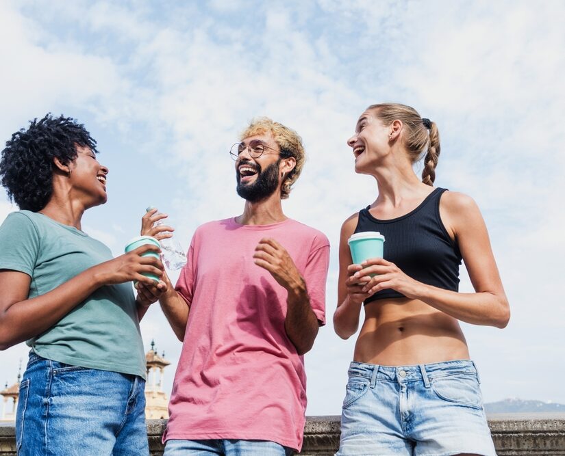 Group,Of,Multiethnic,Friends,Drinking,Coffee,Cup,And,Having,Fun